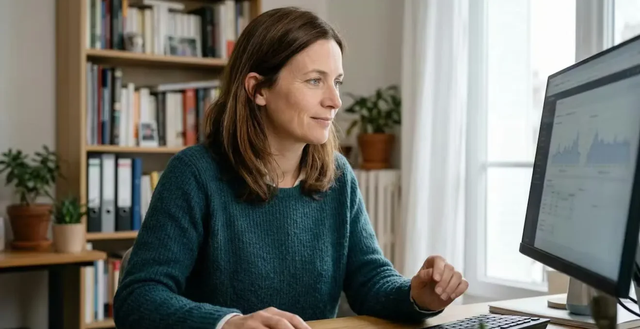 Personne analysant des conditions de prêt immobilier sur écran d'ordinateur